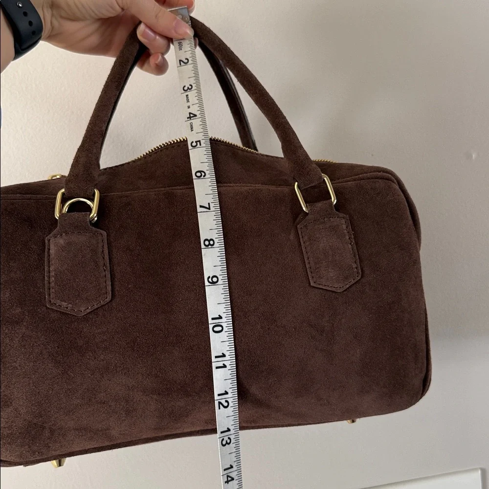 Isadora Brown Suede Handbag with Scarf Accent